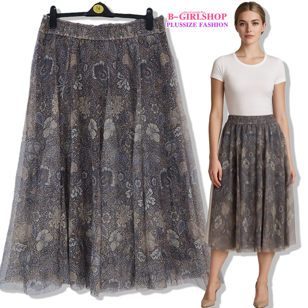 Ha4453 *แบรด์นอก Cato * ไซส์ 18/20 กระโปรงผ้า mesh งานสวยมาก มีซับใน พริ้วสวย ใส่ออกงานได้ ทำงานได้ สวยหรูดูดี ใส่กับสูทก็เก๋ รอบเอว 40 ยืด 46 (ดึงสุดมือ 50) สะโพก 52 - 60 ยาว 33 นิ้ว