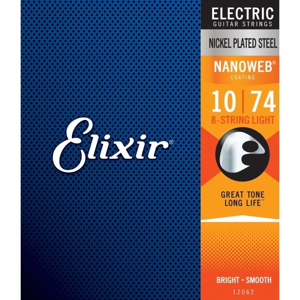 Elixir - สายกีตาร์ 8 สาย NANOWEB LIGHT 10-74