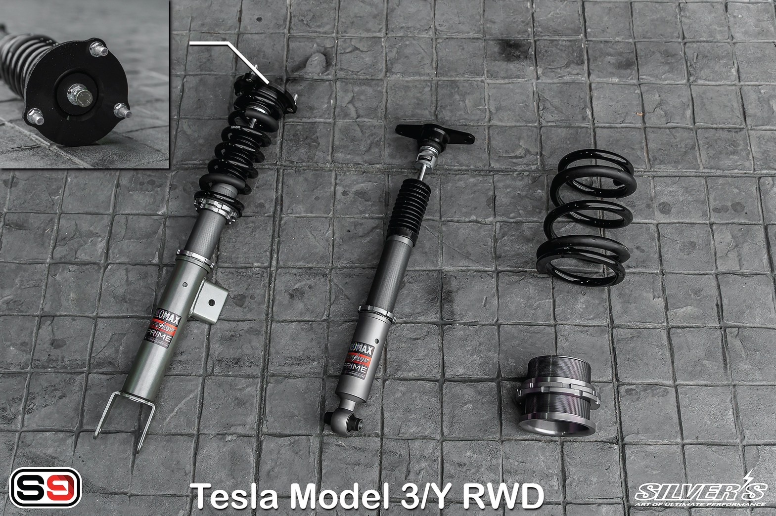 โช๊คอัพสตรัทปรับเกลียว Silver’s รุ่น NeoMaxPrime สำหรับรถ TESLA MODEL Y RWD