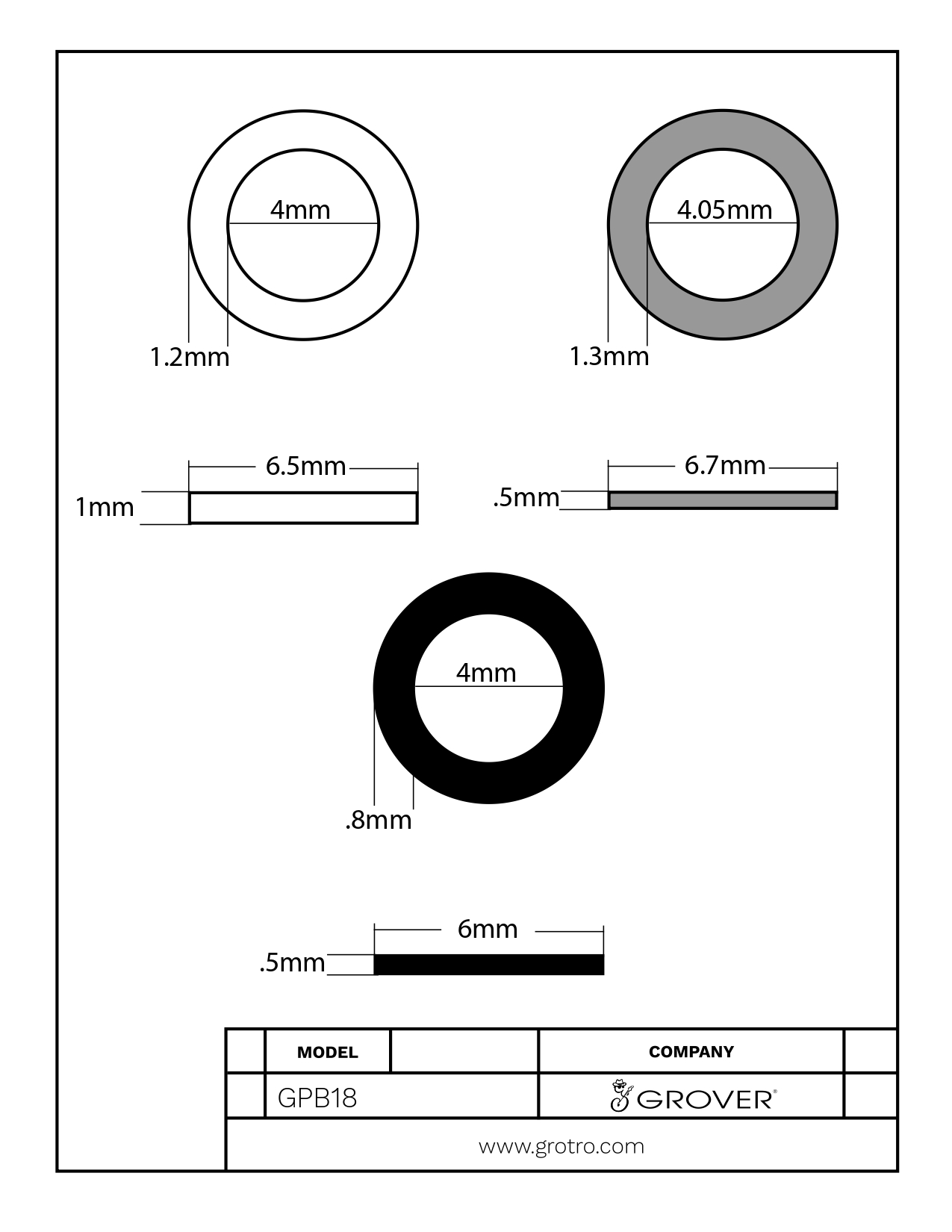 GROVER REPLACEMENT WASHERS (GPB18)