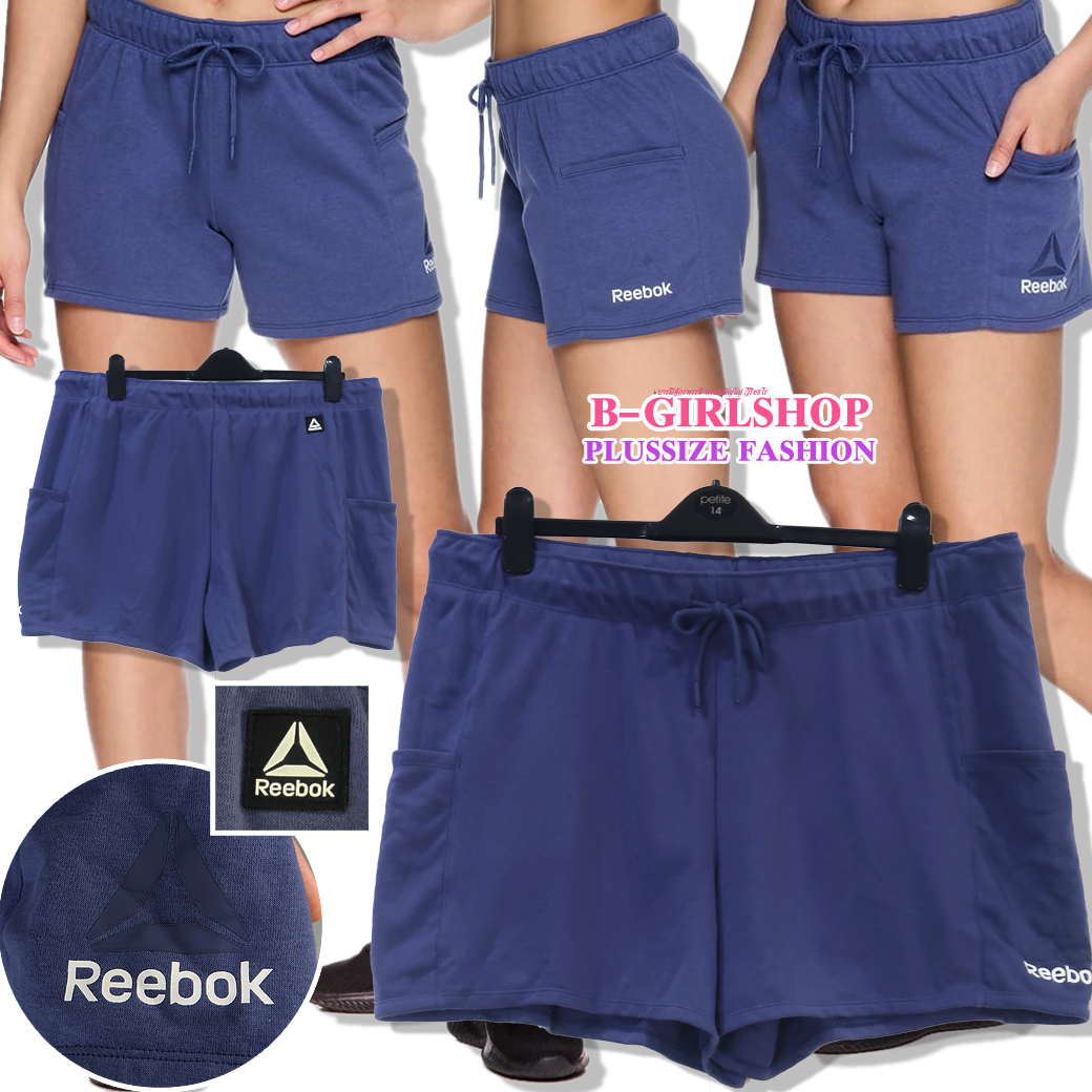 Ha6745 *แบรนด์นอก Reebok* ไซส์ 3XL กางเกงขาสั้นผ้ายืดคอตตอนผสมโพลีเนื้อดีสีกรมท่า สกรีนแบรนด์ตรงขา หลังติดป้ายแบรนด์ รอบเอว 42 ยืด 50 (ดึงสุดมือ 54) สะโพก 56 - 66 ต้นขา 35 - 44 ยาว 15.5 นิ้ว
