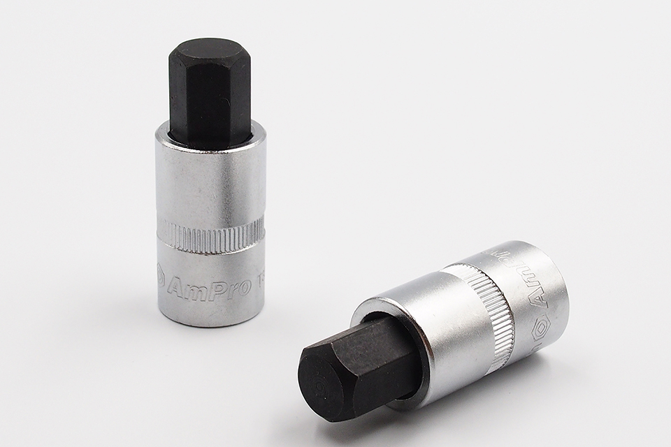 ลูกบ๊อกเดือยโผล่สั้น 55 MM AMPRO รู 1/2" 6 เหลี่ยม ขนาด 3/16" - 3/4"