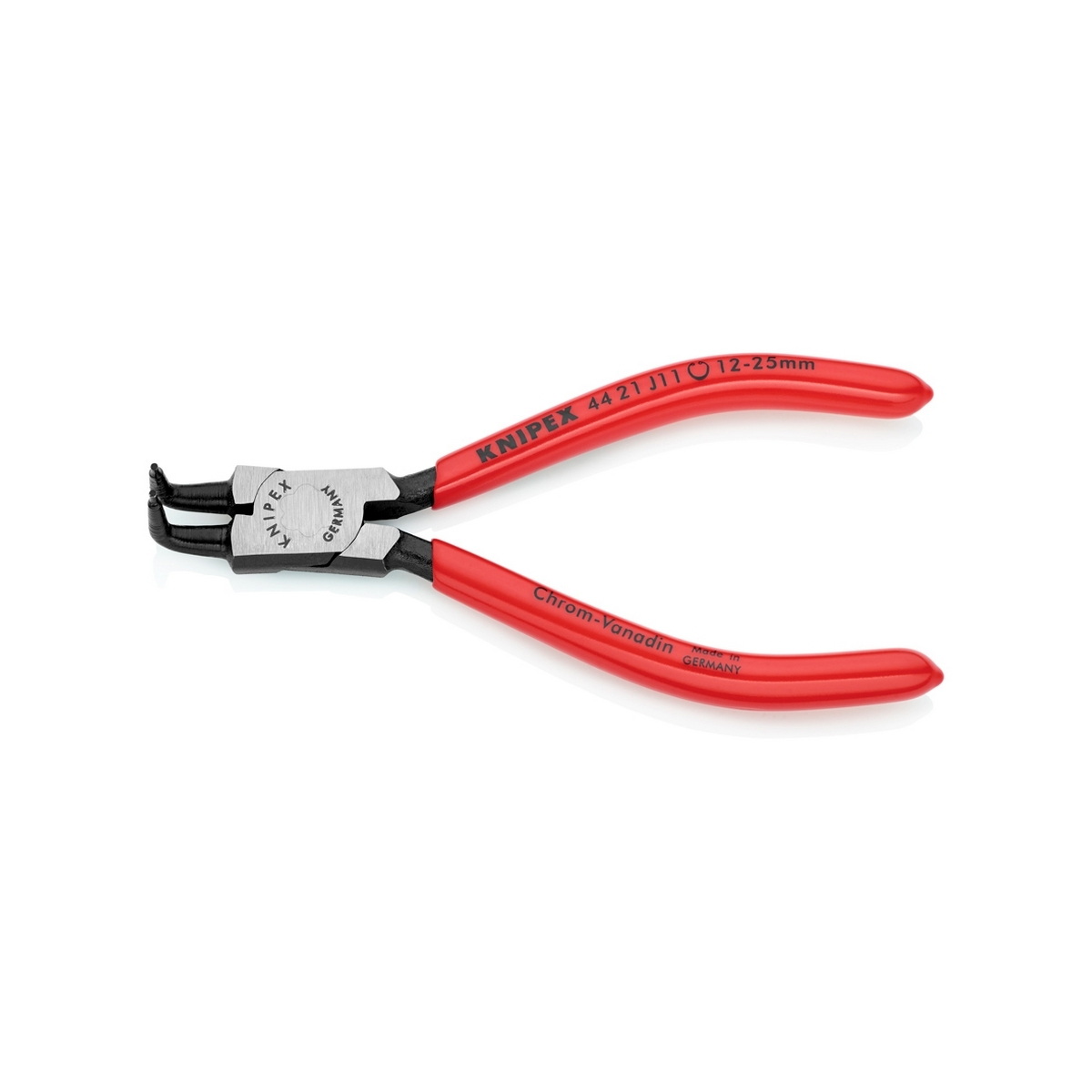 KNIPEX 44 21 J11 คีมหนีบแหวน 5" ปลายงอ ปลาย 1.3mm