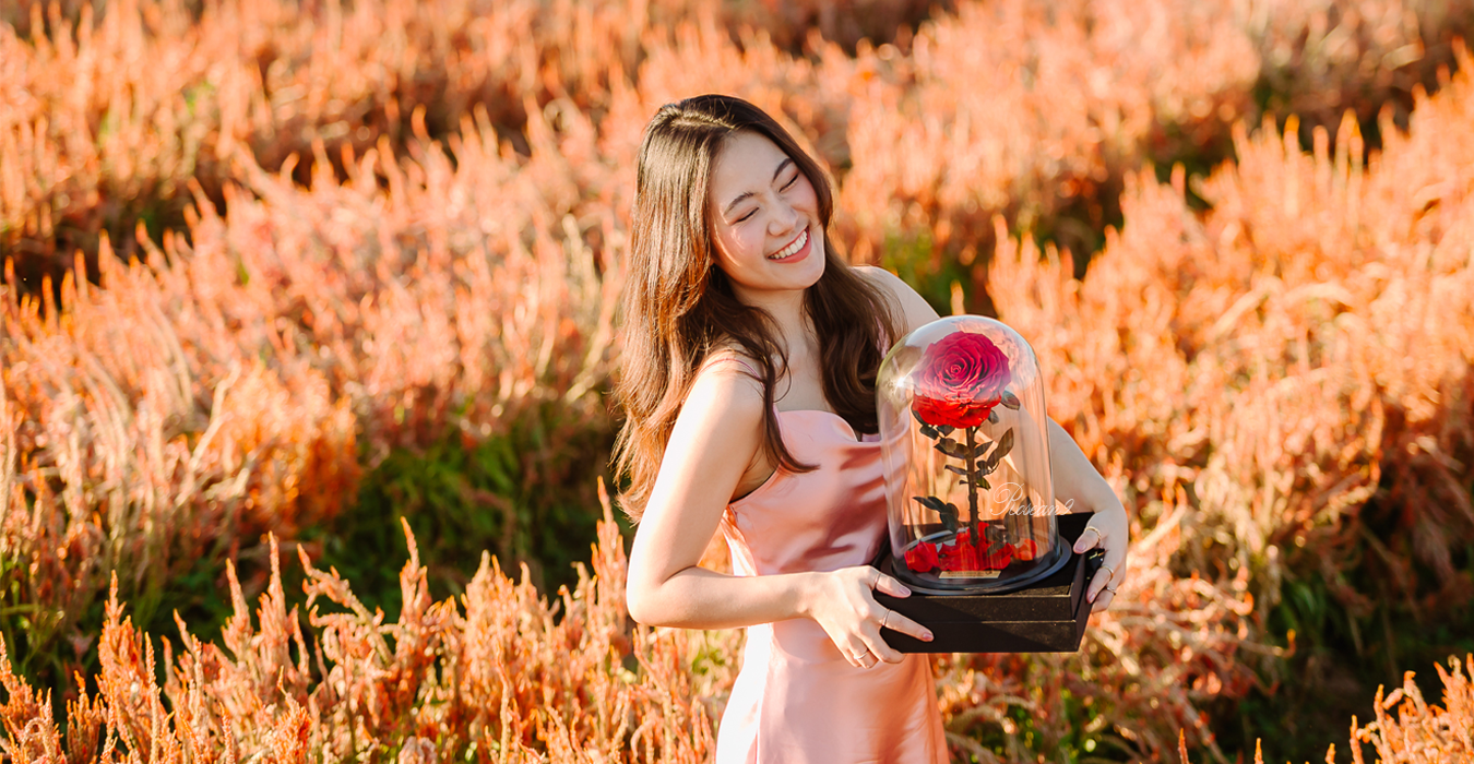 กุหลาบอมตะ Special selection กุหลาบดอกใหญ่ กุหลาบในโหลแก้ว กุหลาบวาเลนไทน์ ดอกไม้วันเกิด ของขวัญวันครบรอบ ช่อกุหลาบแดง