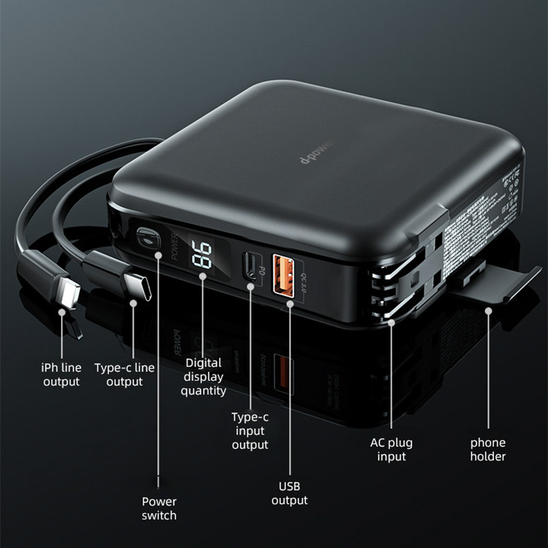 d-power พาวเวอร์เเบงค์ รุ่น B19 ความจุ 15000mAh ชาร์จเร็ว 18วัตต์ มีอะเเดปเตอร์ในตัว (มอก.2879-2560) ประกัน 1 ปี