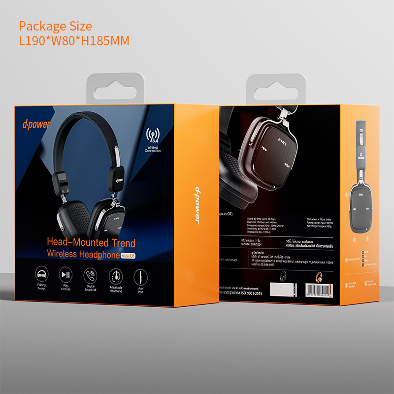 d-power Headphone รุ่น L6 หูฟังไร้สายเเบบครอบ ตัดเสียงรบกวนได้ ฟังเพลงได้นานกว่า 45 ชั่วโมง รับประกัน 1 ปี