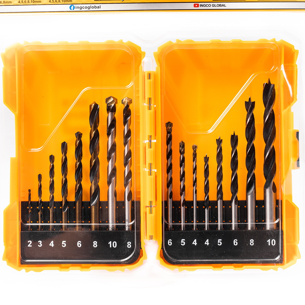 INGCO AKDL11601 ชุดดอกสว่าน 16 ชิ้น เจาะเหล็ก/คอนกรีต/ไม้