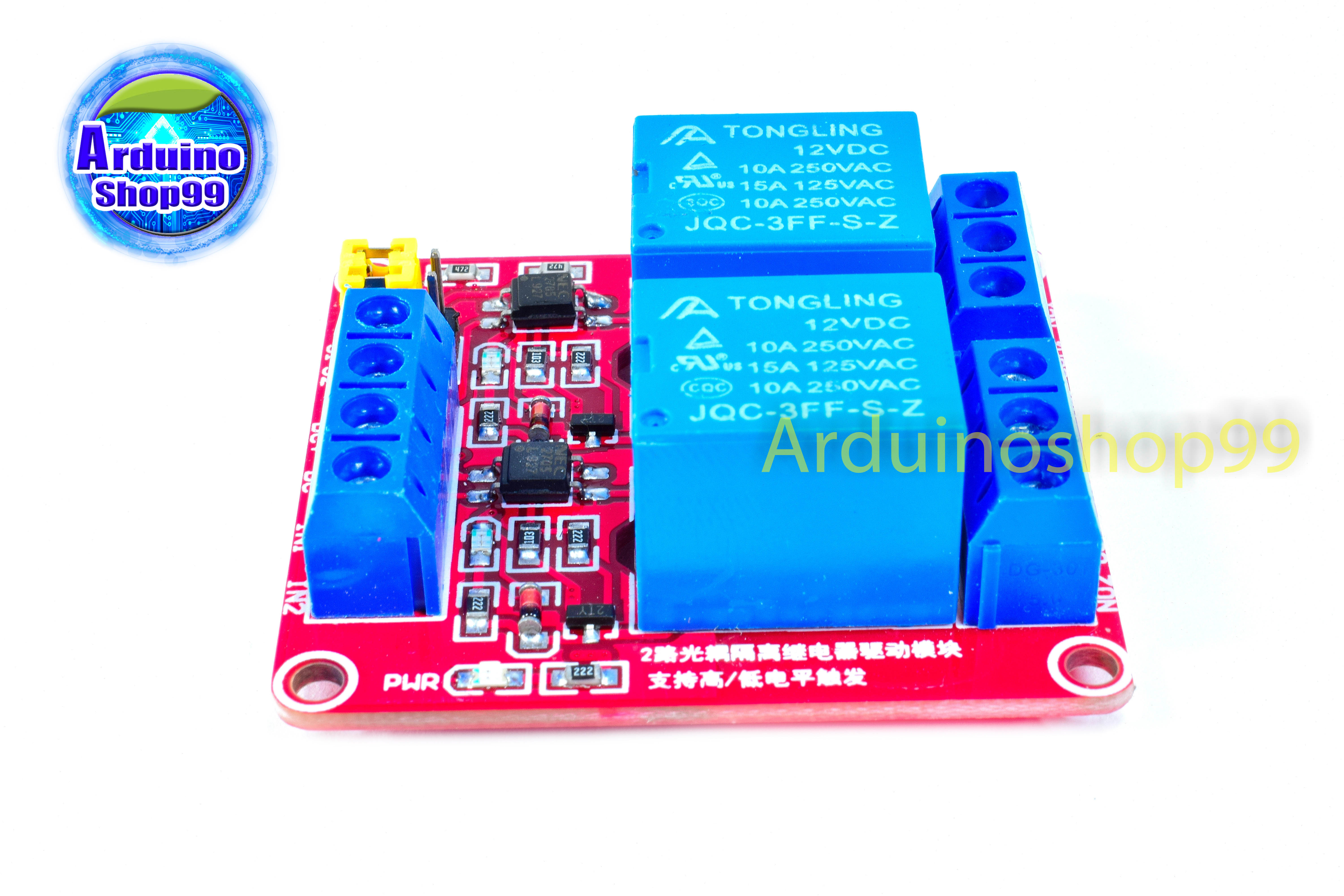 Relay 12V 2 Channel 10A 250V แบบ Active High/Low