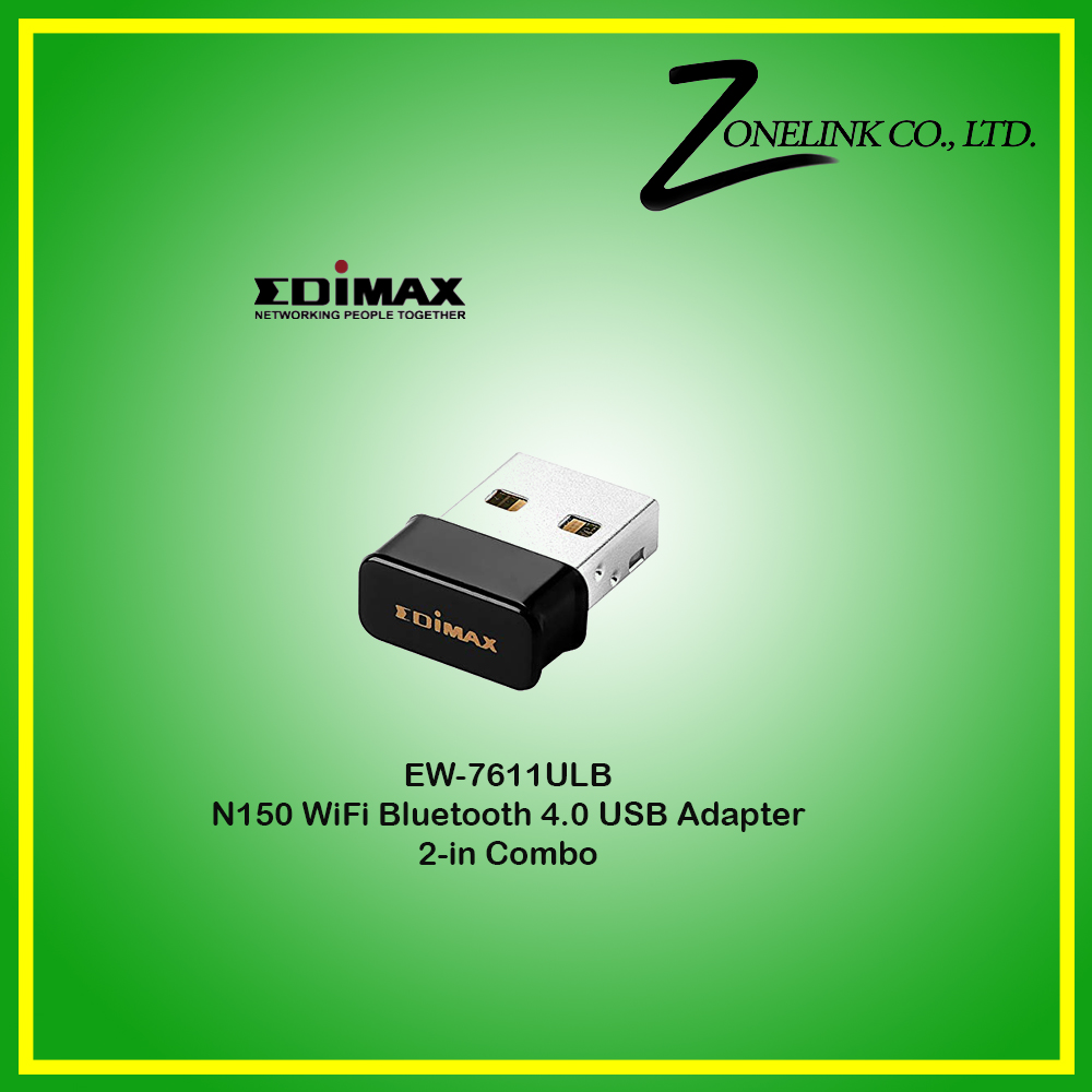 Wireless USB Adapter EDIMAX (EW-7611ULB) N150 (Lifetime Forever) 2-in-1 N150 Wi-Fi & Bluetooth 4.0 Nano USB Adapter
