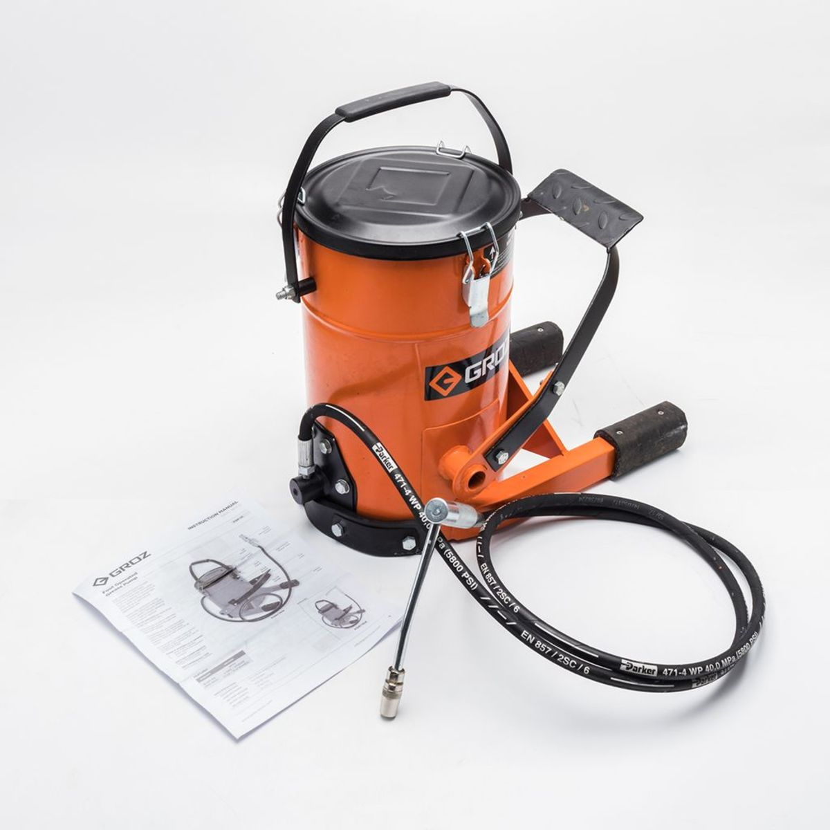 GROZ FOP/10A ถังอัดจารบีแบบใช้เท้าเหยียบ 10L สำหรับจารบี No.1-2