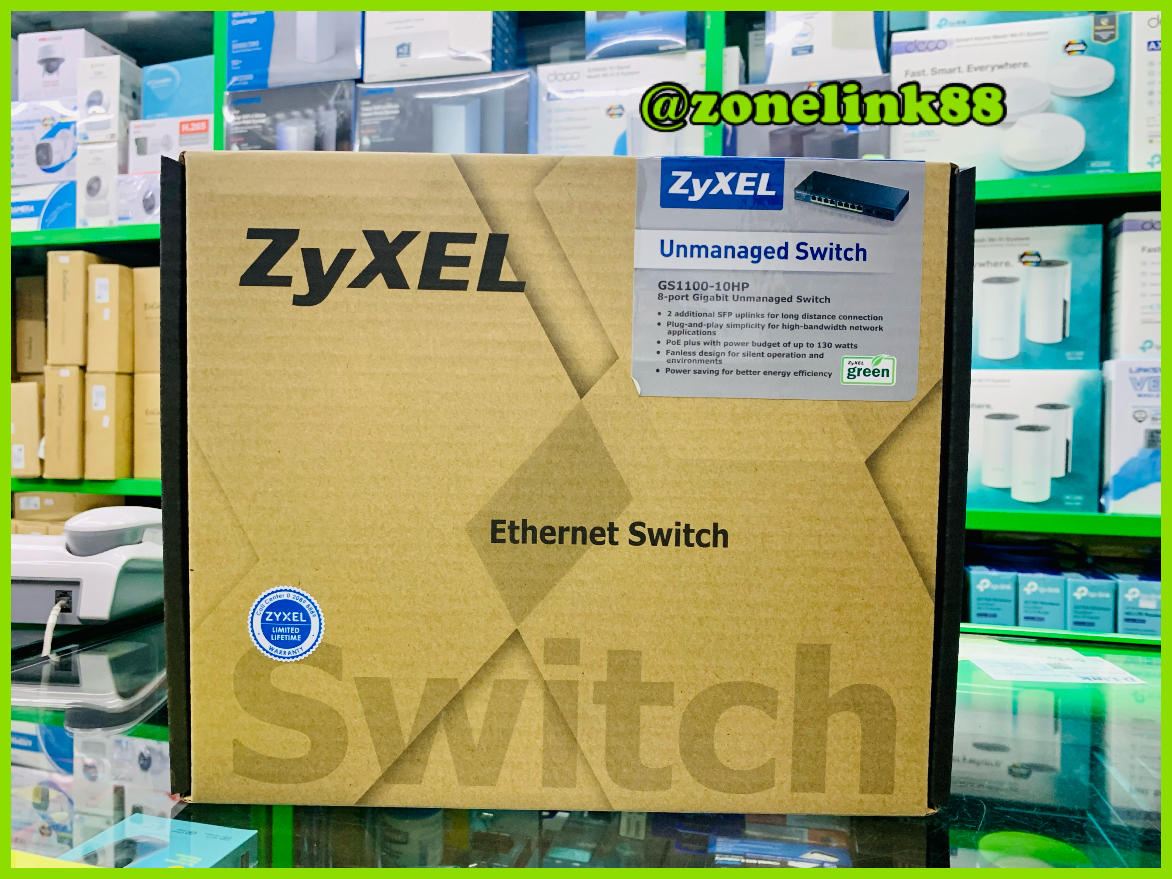 Zyxel GS1100-10HP POE Gigabit Switch 8 Port 2 SFP, POE 802.3at 8 Port 130W