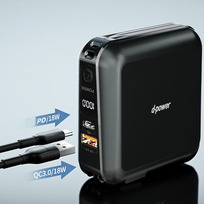 d-power พาวเวอร์เเบงค์ รุ่น B19 ความจุ 15000mAh ชาร์จเร็ว 18วัตต์ มีอะเเดปเตอร์ในตัว (มอก.2879-2560) ประกัน 1 ปี