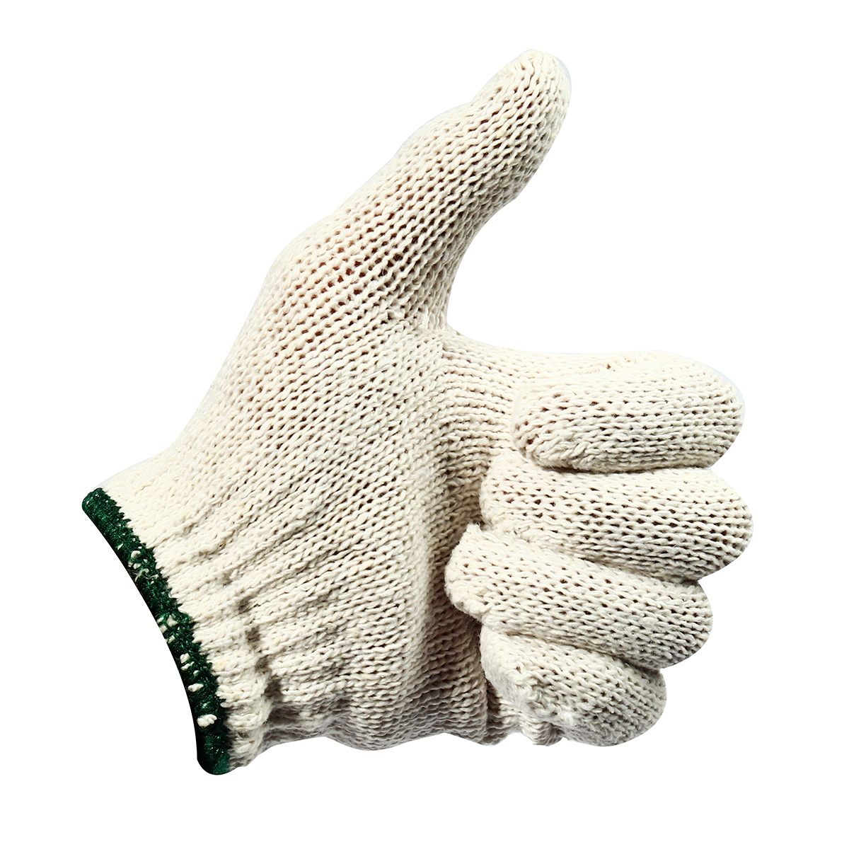 ถุงมือผ้า สีขาว ขอบเขียว 500g