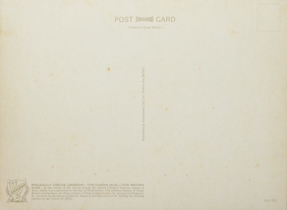 Piccadilly Circus, London. (โปสการ์ดขนาดใหญ่)