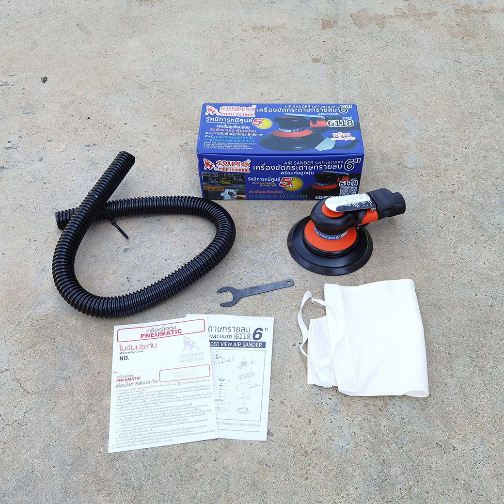 SUMO 6118 เครื่องขัดกระดาษทรายลม 6" 10500rpm ดูดฝุ่นในตัว