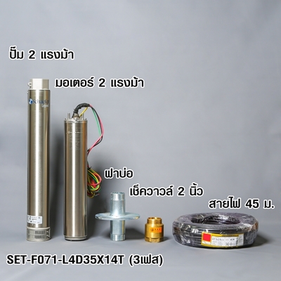 ชุดปั๊มน้ำบาดาล (ปั๊มซับเมอร์ส) Franklin 2 HP 380V High Capacity ขนาด 4 นิ้ว