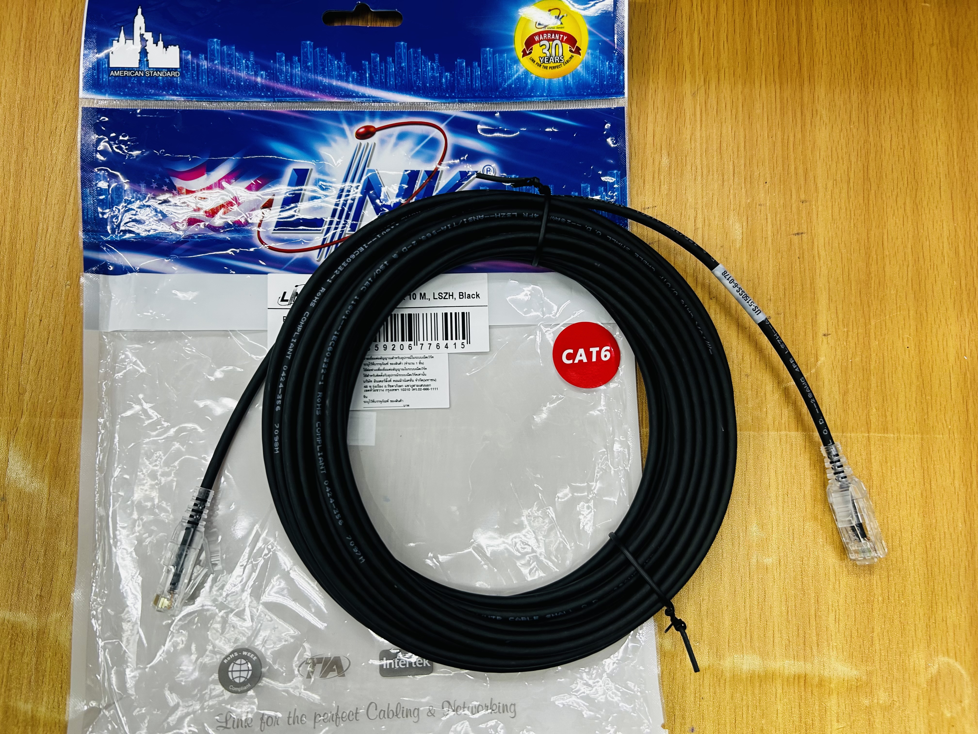 Link US-5150SS-6 CAT6 UTP Small O.D.10m.LSZH,Black