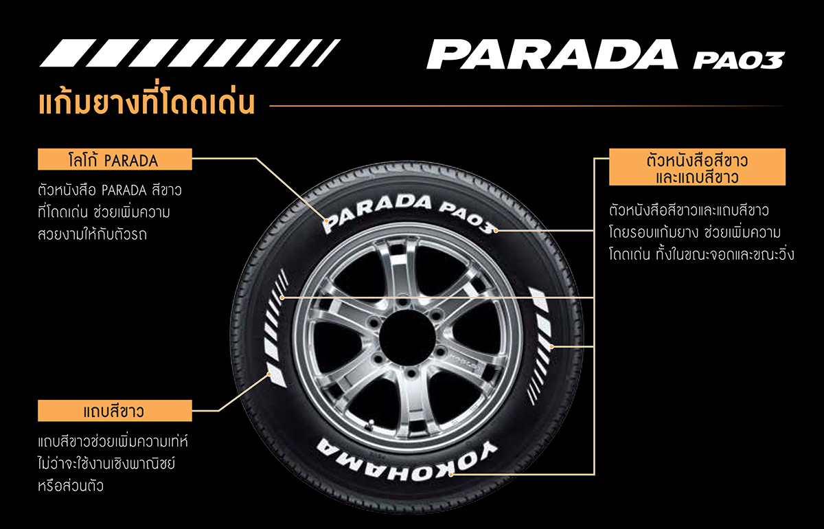 ยางYOKOHAMA PARADA PA03 ขนาด 215/70-15ราคาพิเศษ สั่งได้