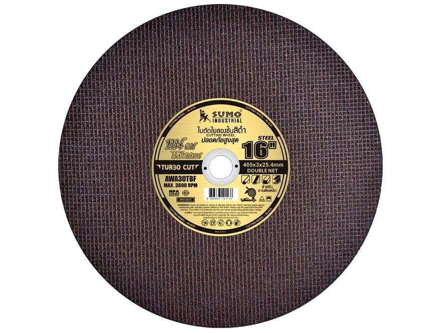 SUMO ใบตัดไฟเบอร์ 16"x3x25.4 ใย 2ชั้น Turbo Cut (25ใบ/กล่อง)