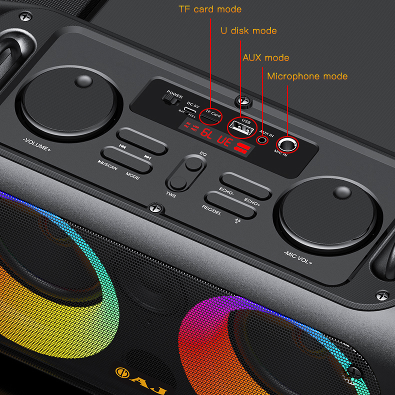 AJ ลำโพงบลูทูธ รุ่น BOM-87W กำลังขับ 60วัตต์ แถมฟรี!ไมค์ลอย ไฟ LED เปิด-ปิดได้ รับประกัน 1 ปี