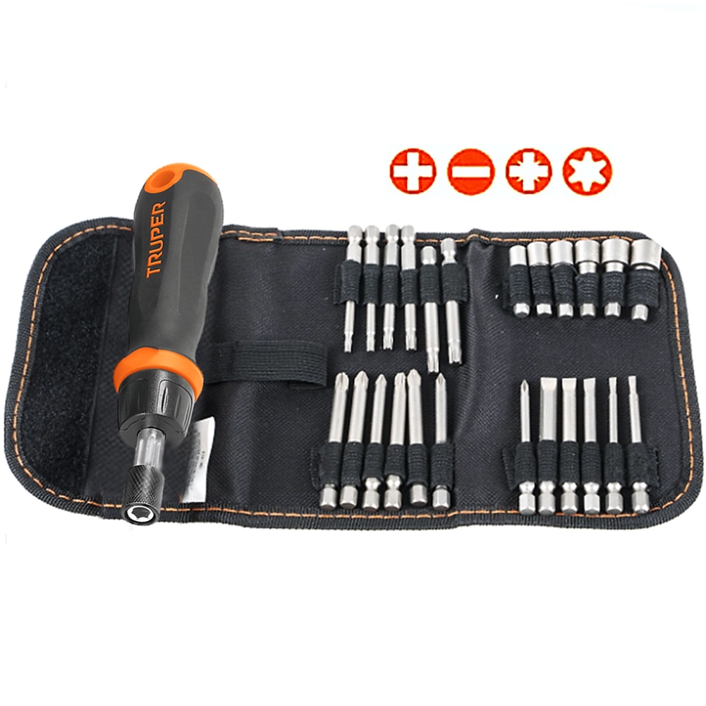 TRUPER 18219 ชุดไขควง+ดอกไขควง 1/4"+ดอก 24ชิ้น