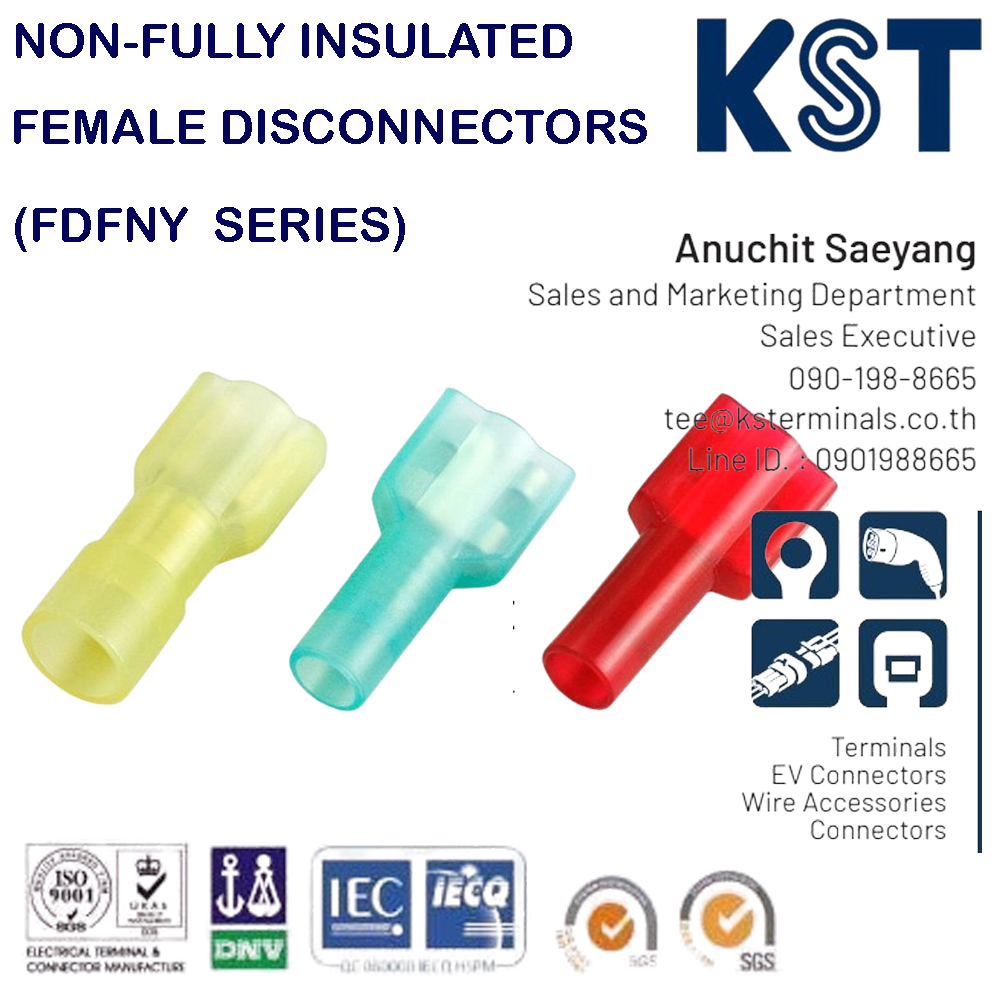 FDFNY หางปลาเสียบแบนตัวเมียหัวเหลี่ยมหุ้มเต็มแบบใส, NYLON-FULLY INSULATED FEMALE DISCONNECTORS