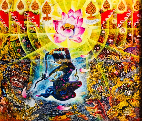 ผลงานศิลปะ "พระแม่ธรณีบีบมวยผม"