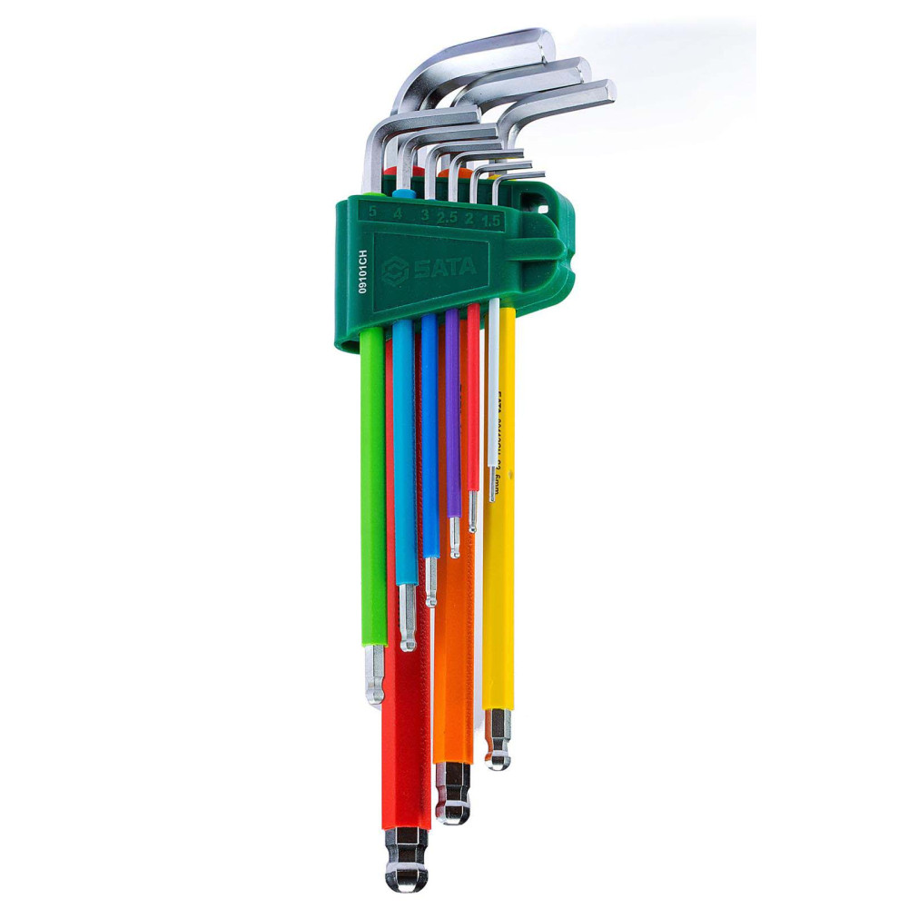 SATA 09101CH ชุดประแจหกเหลี่ยมหัวบอลกันลื่น มิล Color Serires 9ชิ้น
