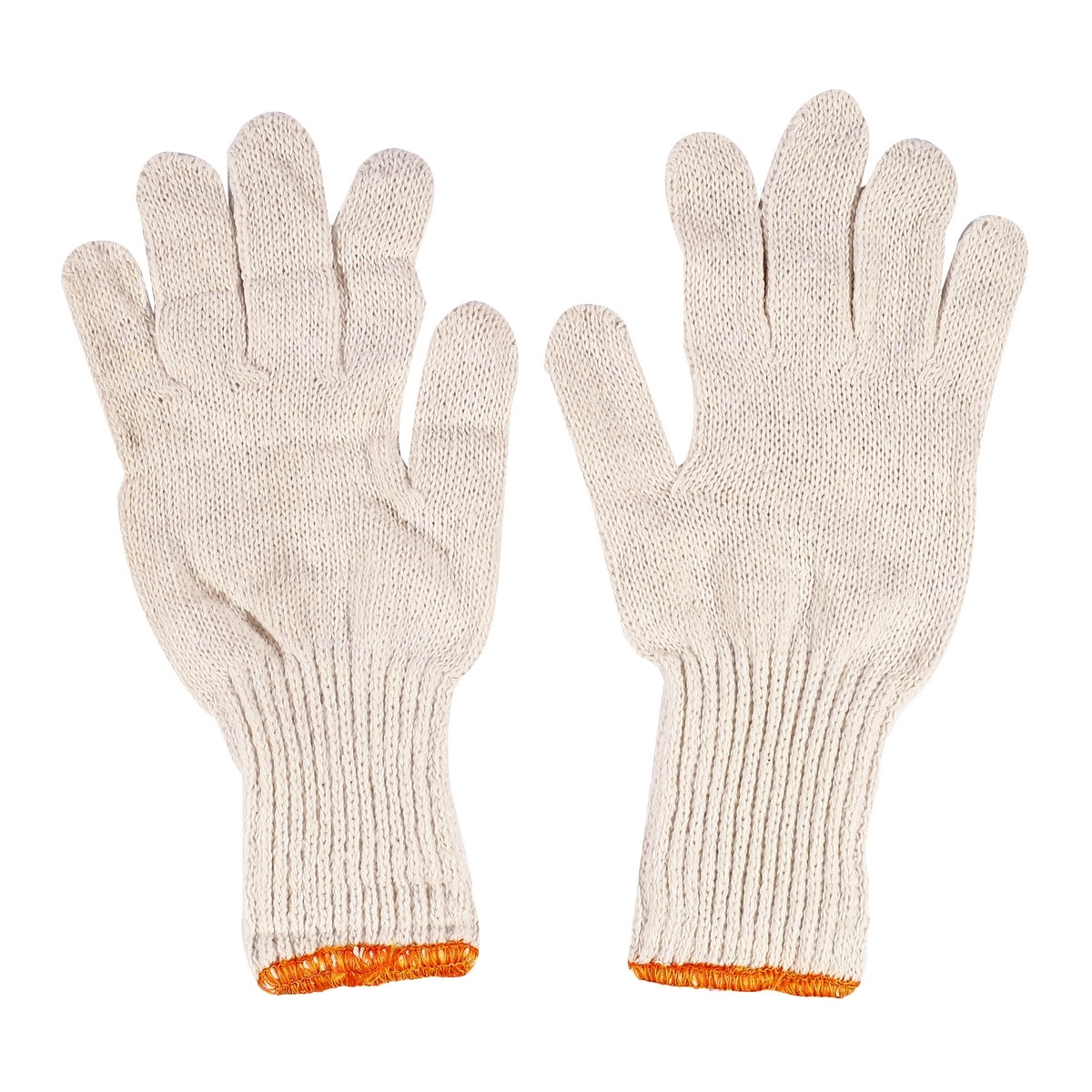 ถุงมือผ้า สีขาว ข้อยาว 4" ขอบส้ม 700g