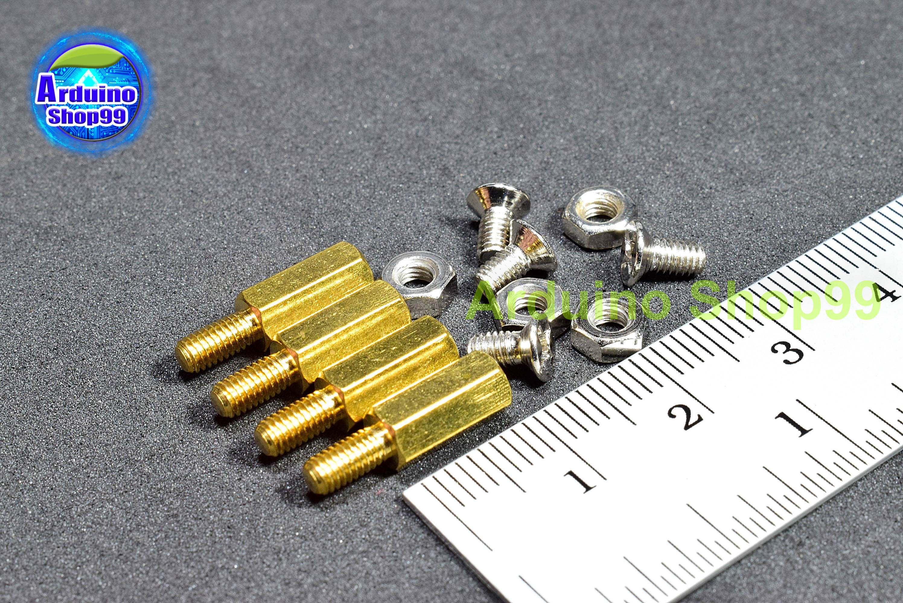M3*10 single-pass hexagonal Copper column( 1 ชุด 4 ตัว )+น๊อตหัวตัด 4 ตัว