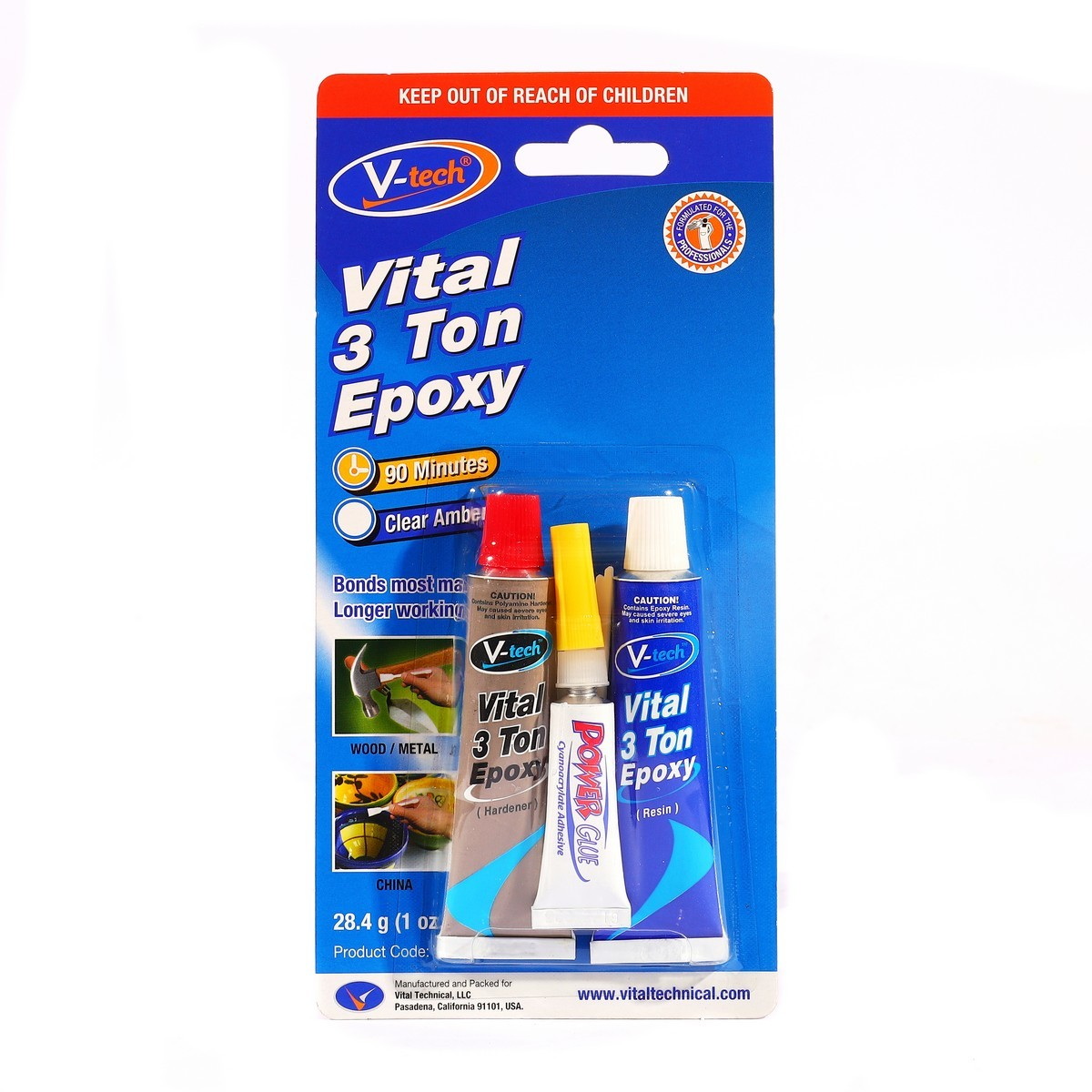 V-tech VT-143B กาวอีพ็อกซ์ซี่สีใส แบบผสม 32g (แห้งช้า)