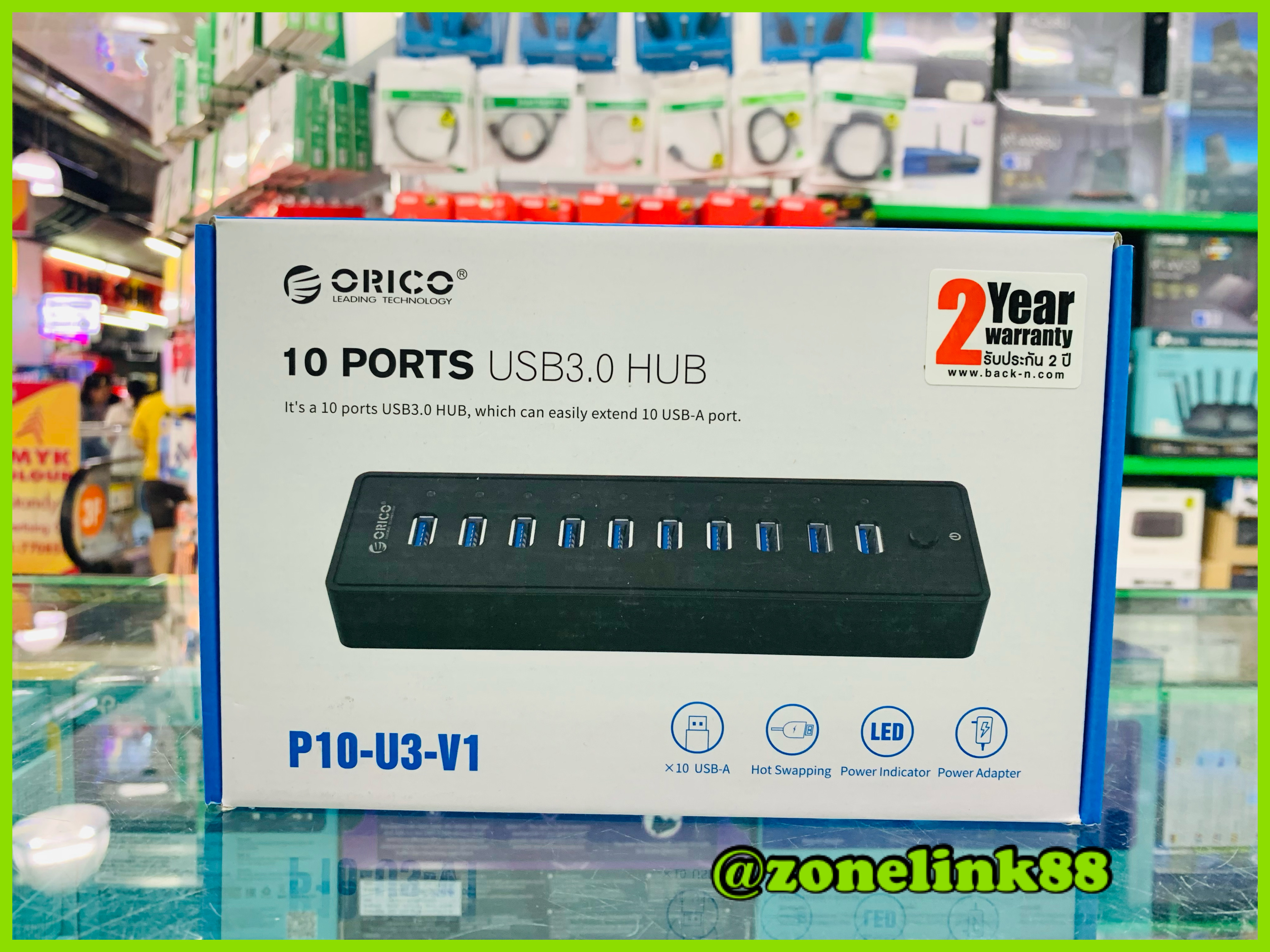 P10-U3-V1 ORICO Powered USB Hub, 10 Ports 36W USB 3.0 Data Hub with 12V/3A Power Adapter for Computer, PC, Laptop, Mobile HDD, Flash Drive and More