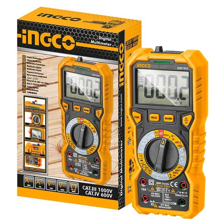 INGCO DM7502 ดิจิตอลมัลติมิเตอร์ TRUR RMS AC 750V/ DC 1000V