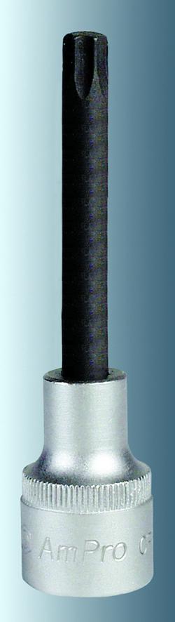 ลูกบ๊อกเดือยโผล่ยาว 100 MM AMPRO รู 1/2" ขนาด TX20 - TX70 มีรู/ไม่มีรู