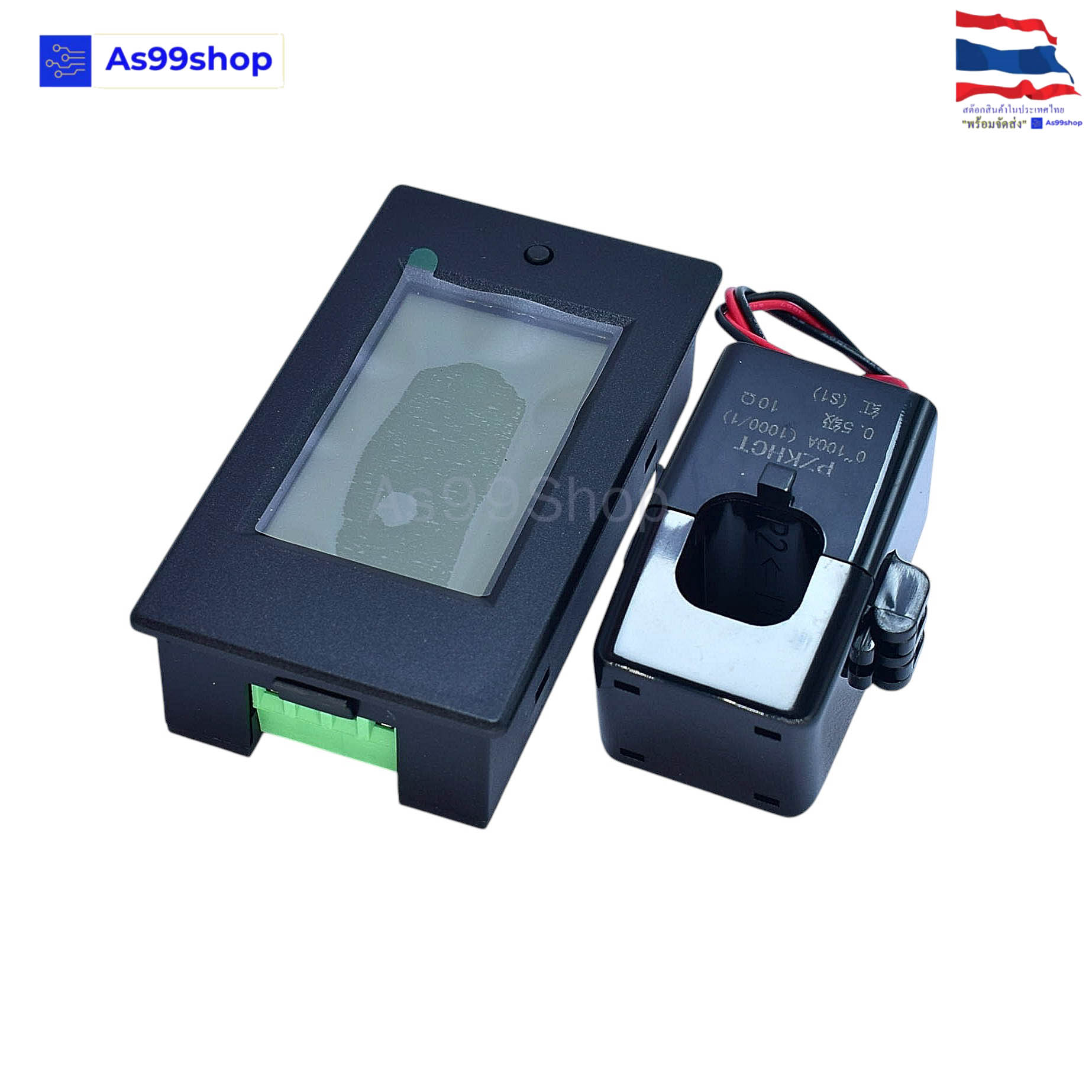 PZEM-061 เครื่องมือวัดไฟฟ้า แอมป์มิเตอร์ วัตต์มิเตอร์ AC 80-260V LCD Digital 100A + CT open&close