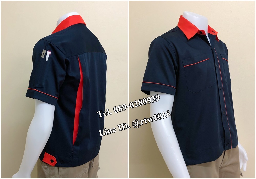 เสื้อช่างแขนสั้นแบบกรมกุ้นส้ม (รหัส A80)