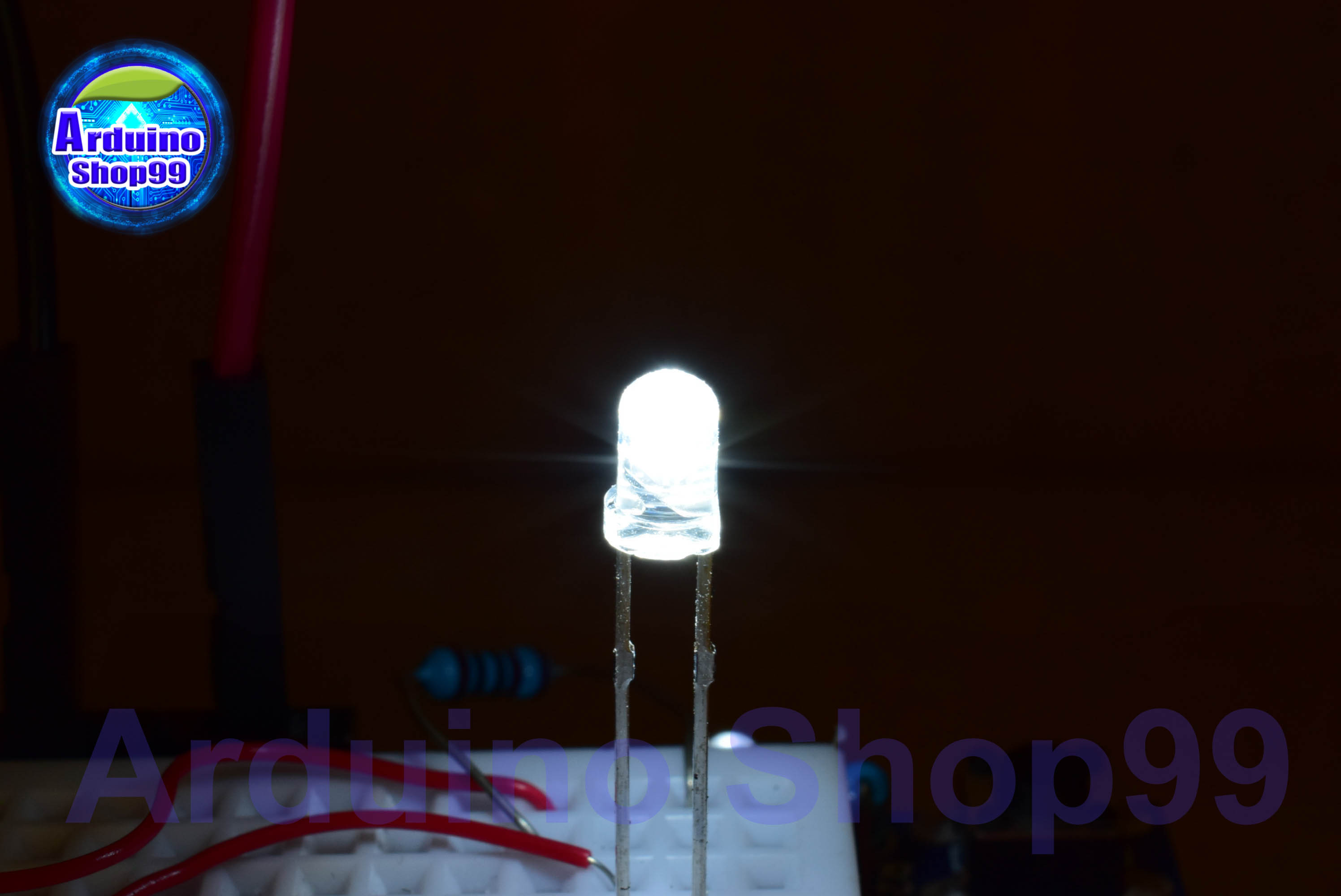 LED 3mm White (สีขาว) 1 ชุด 20 ตัว