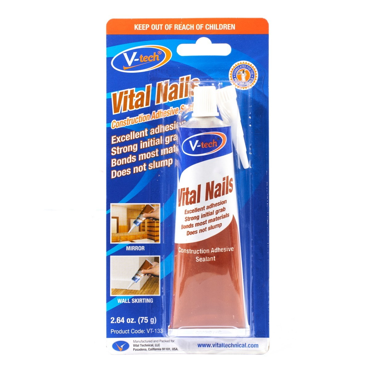 V-tech VT-133 กาวตะปู (แบบหลอด สีน้ำตาล) 75g