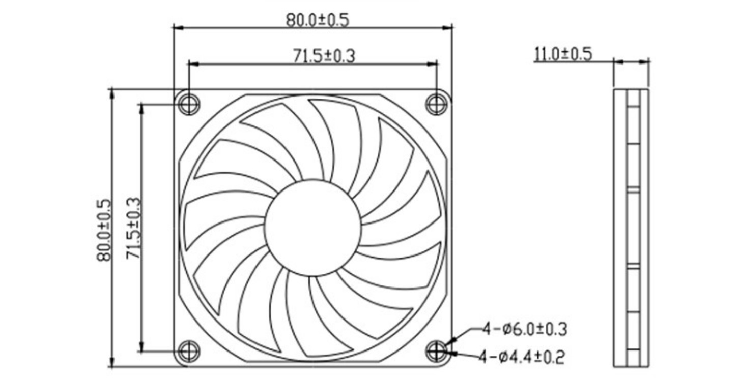 8025 พัดลมระบายความร้อน 5V,12,24VDC 80x80x25 mm. DC Brushless Fan(จำนวน 1 ชิ้น)