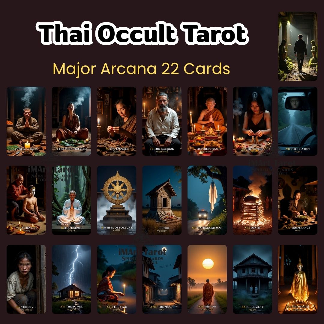 Thai Occult Tarot ความมืดที่ซ่อนอยู่หลังม่านแห่งความศรัทธา 78 ใบ