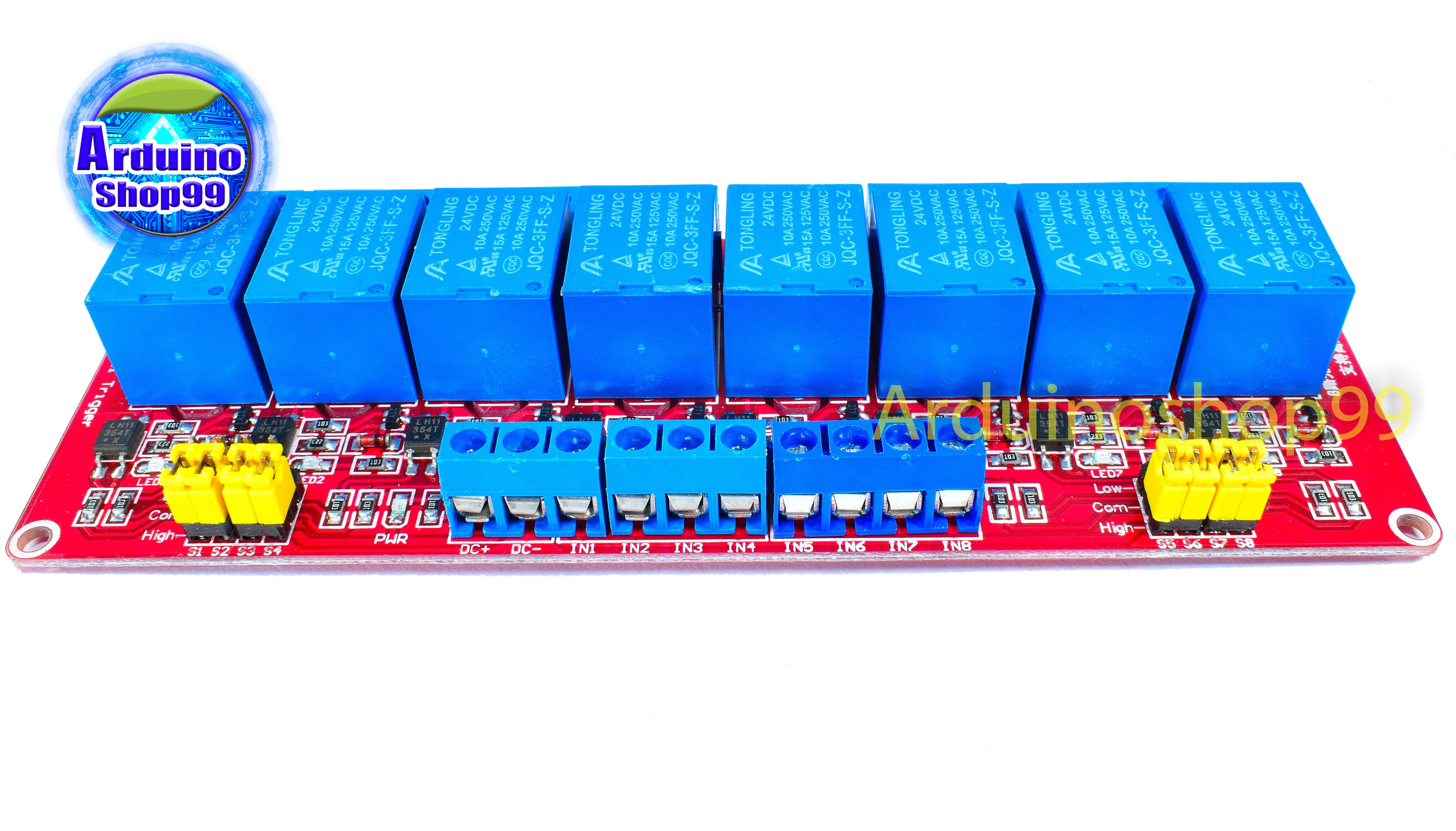 Relay 24v 8 Channel 10A 250V แบบ Active High/Low