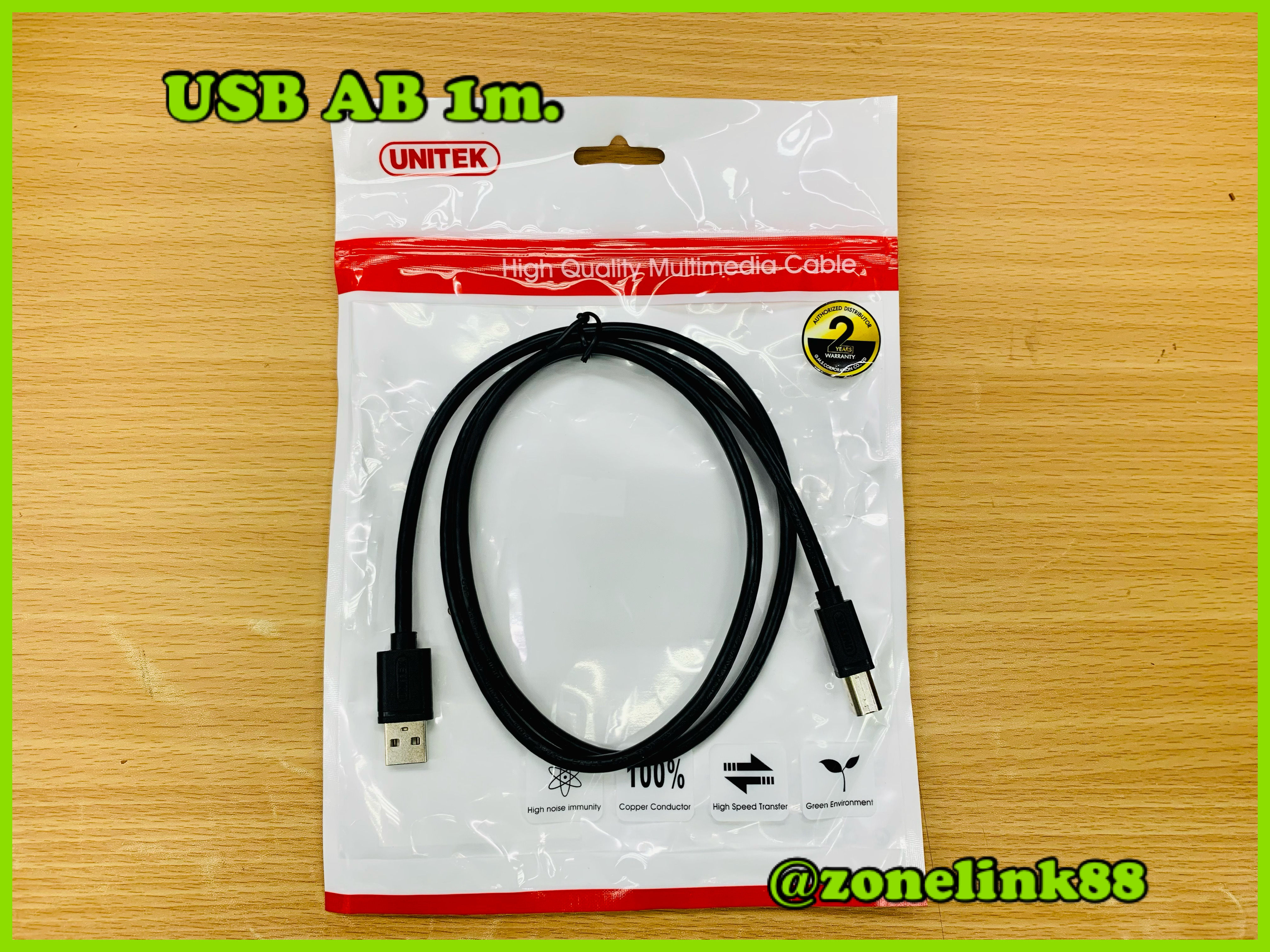 UNITEK Y-C430GBK USB AB 1m.