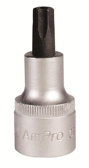 ลูกบ๊อกเดือยโผล่สั้น ความยาว 55 MM AMPRO รู 1/2" ขนาด TX20 - TX70 มีรู/ไม่มีรู