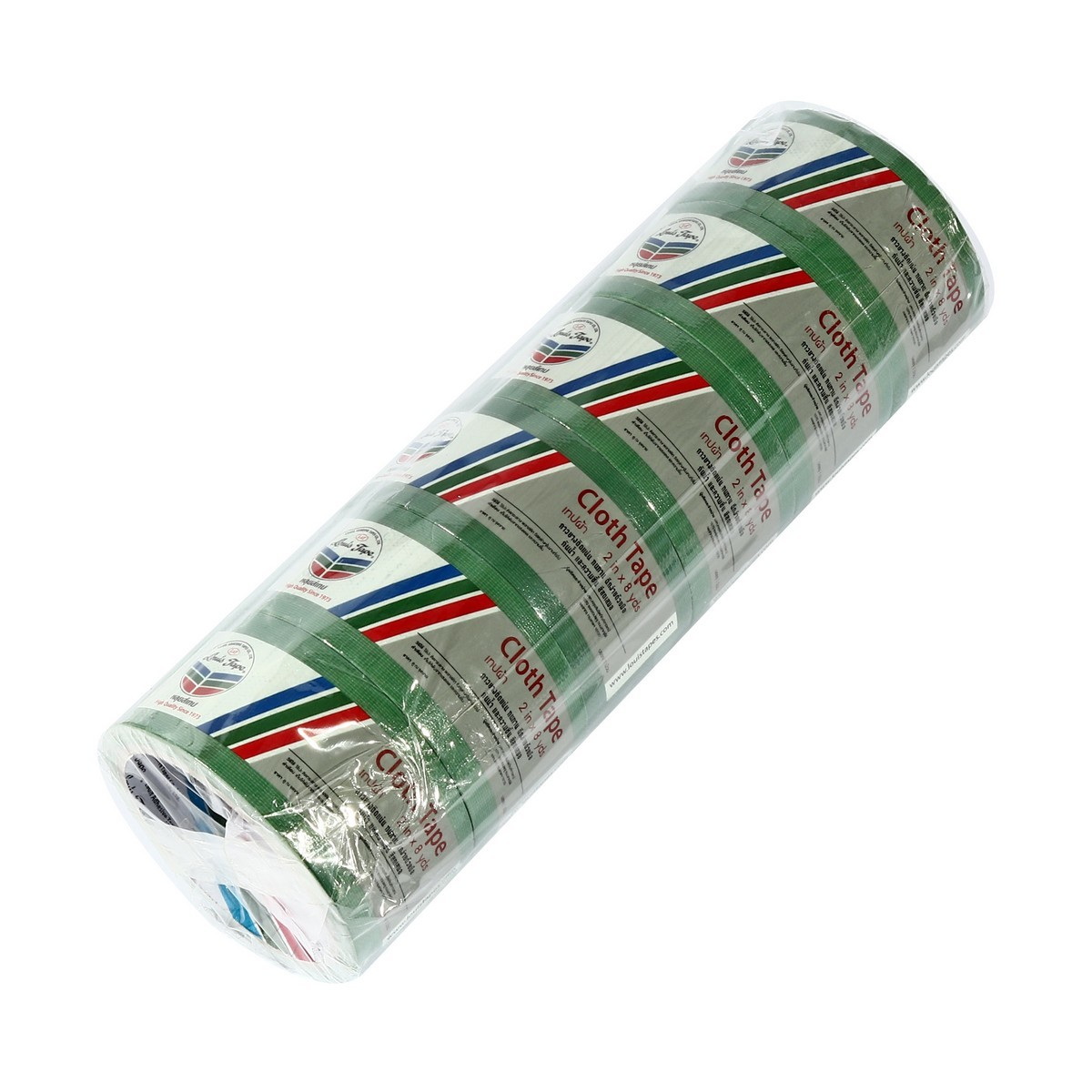 LOUIS TAPE เทปผ้า PE สีดำ,แดง,น้ำเงิน,น้ำตาล,เหลือง,เงิน,เขียว 2"x8 หลา