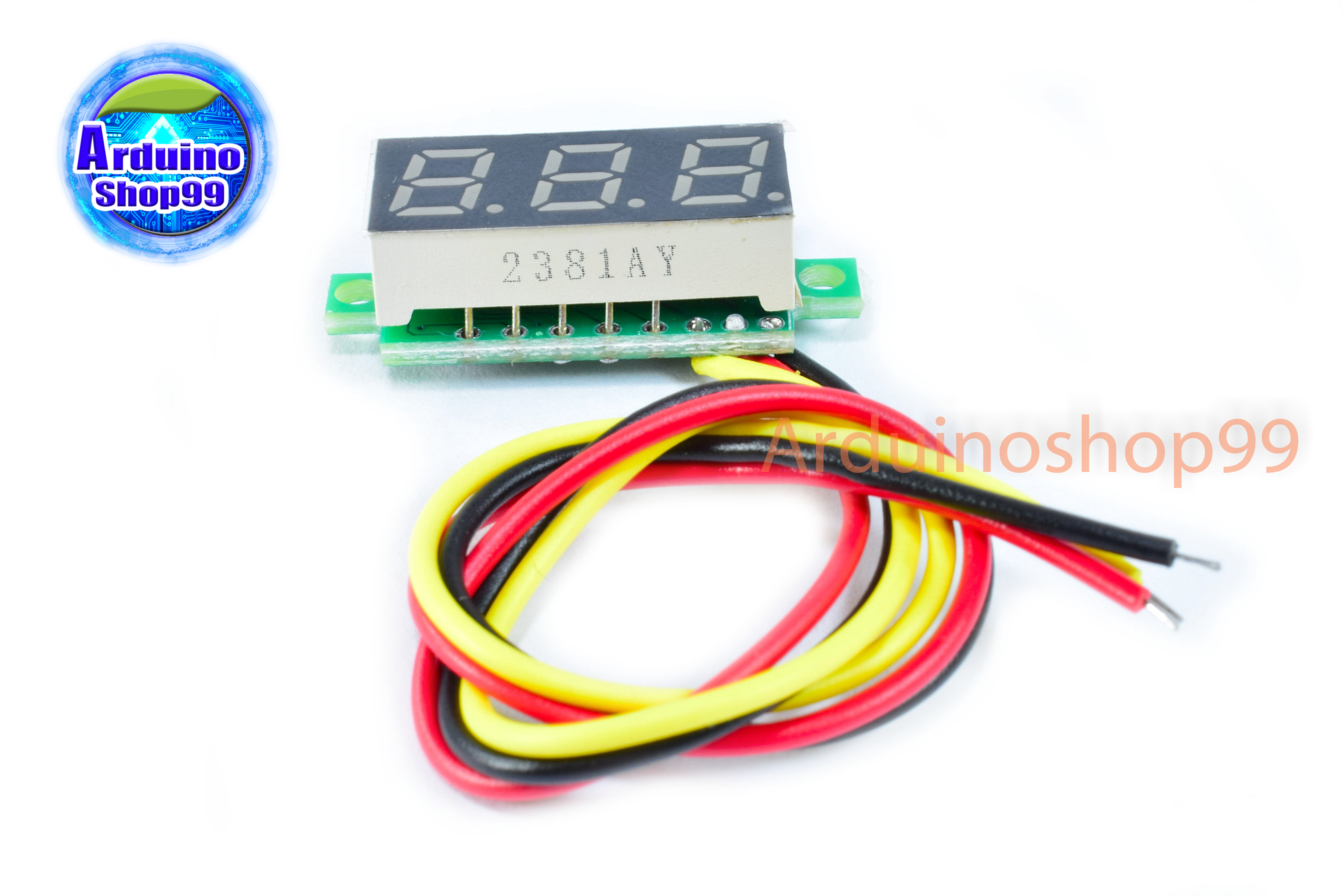 จอแสดงผล ค่าโวลต์ DC voltage meter head 0.28 inch LED DC 0V - 100V (สีเหลือง)