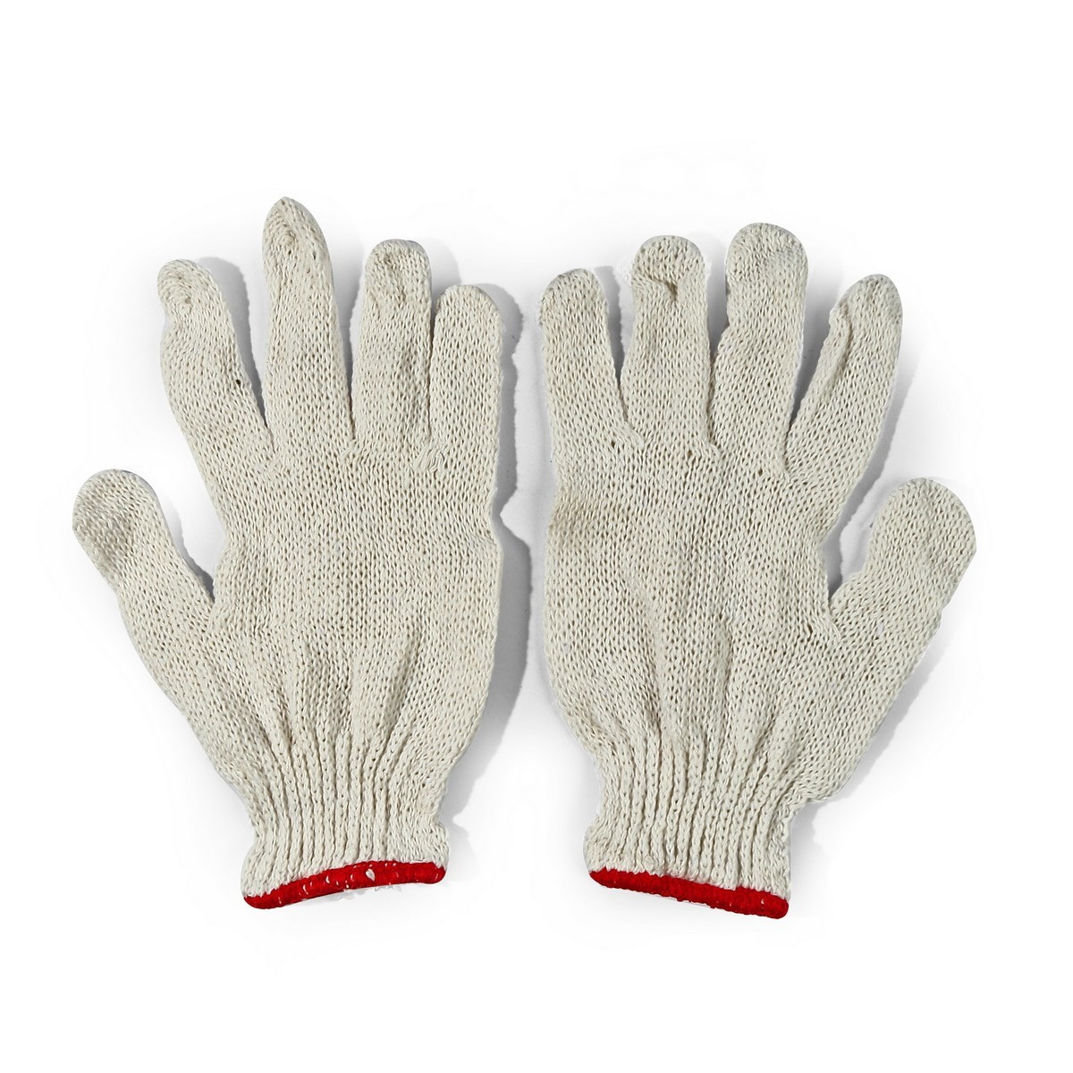 ถุงมือผ้า สีขาว ขอบแดง 400g