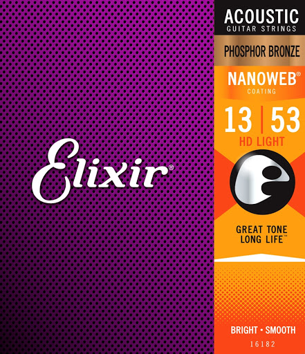 Elixir - โปร่ง (Acoustic) Phosphor Bronze Nanoweb HD Light 13-53
