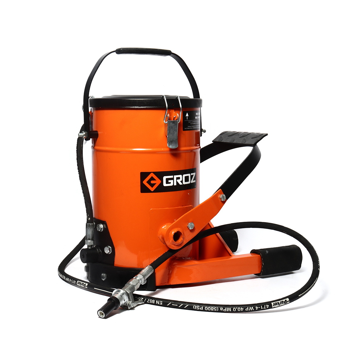 GROZ FOP/10Q ถังอัดจารบีแบบใช้เท้าเหยียบ 10L+หัว COUPLER สำหรับจารบี No.1-2