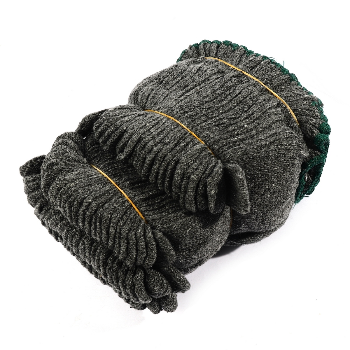 ถุงมือผ้า สีเทา ขอบเขียว 500g