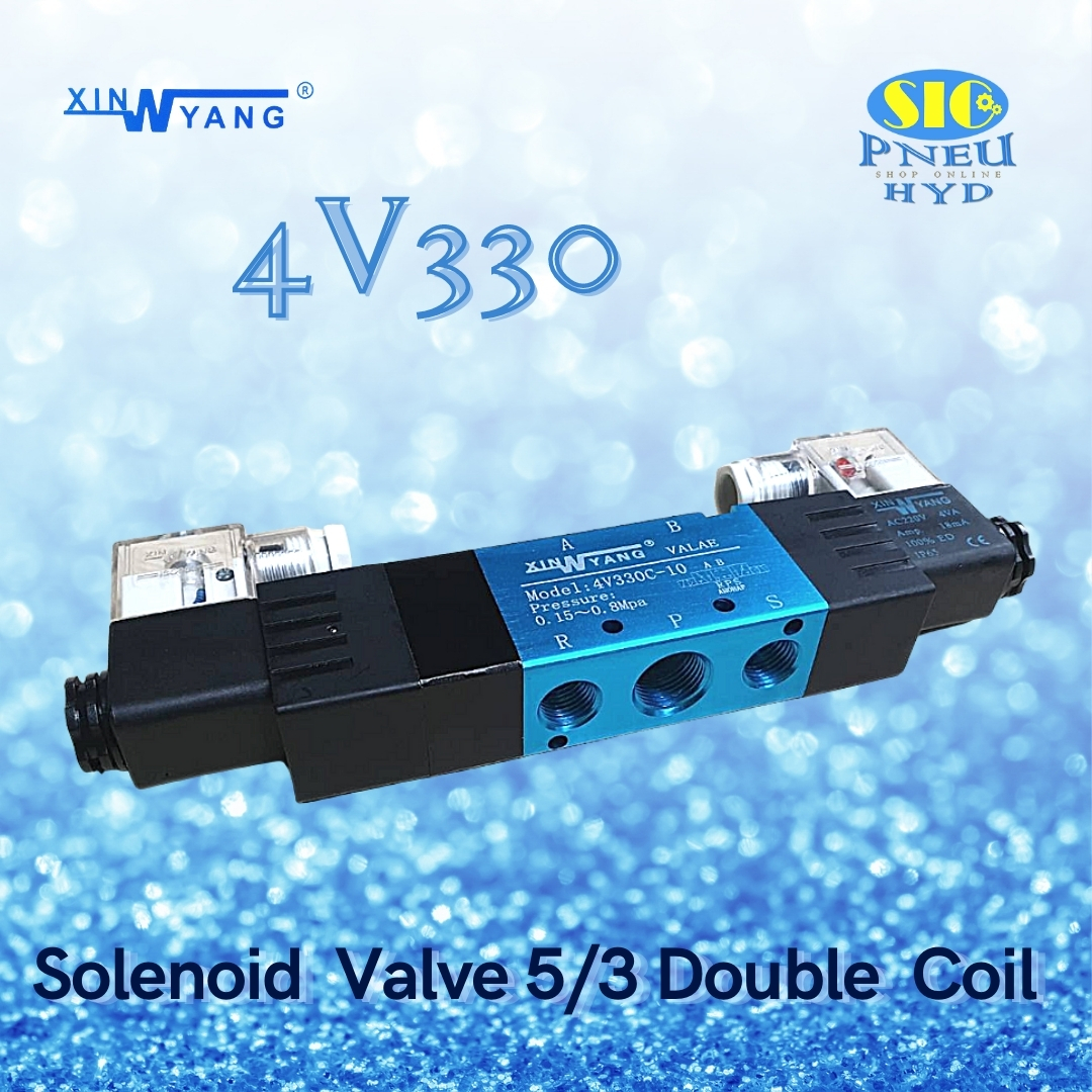 4V330 : SOLENOID VALVE XINYANG โซลินอยด์วาล์ว 5/3 DOUBLE COIL PORT 3/8" PT